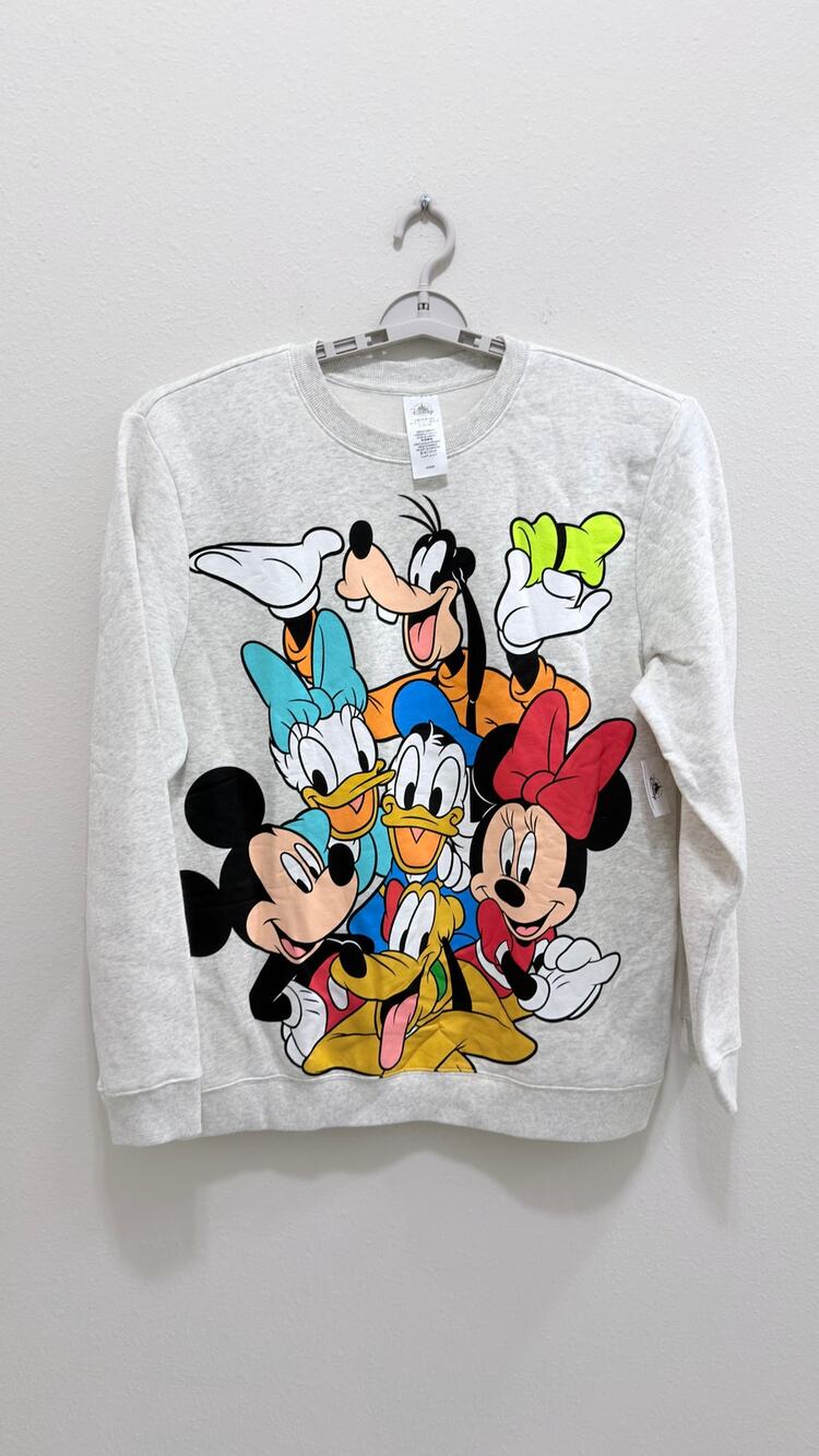 Disney Parks Mickey Mouse and Friends Gray Large Adult Pullover Sweatshirt NWT